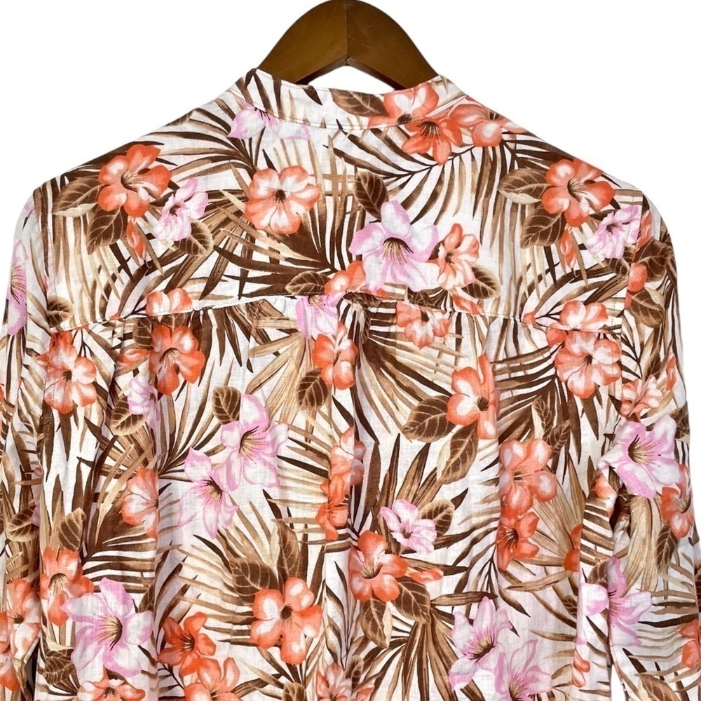 New Land's End Linen A-Line Palm and Floral Print Tunic Top Shirt New NWOT - Picture 8 of 14